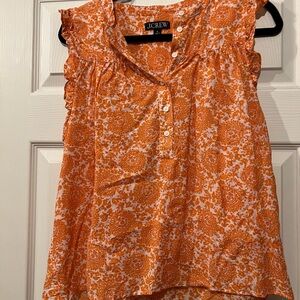 J. Crew Orange and White Patterned Blouse